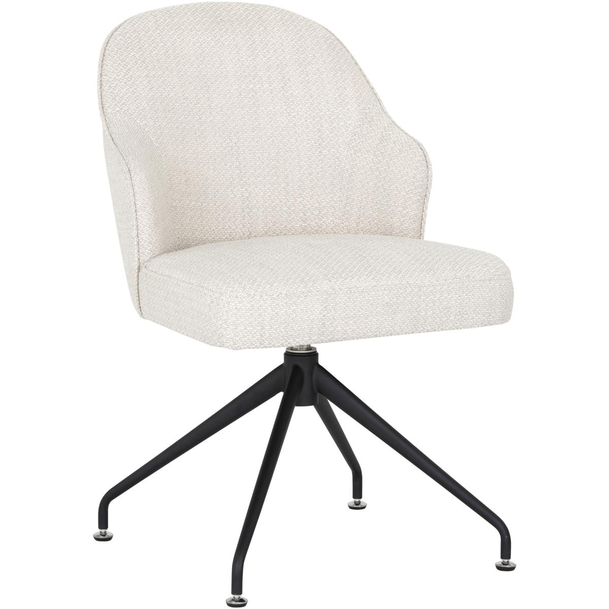 Elspeth Modern Stucco White Upholstered Black Iron Swivel Office Chair